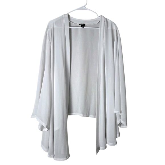 Torrid Drape Kimono Cover Up Plus Size 5/6X White Open Front Flowy - Picture 1 of 4